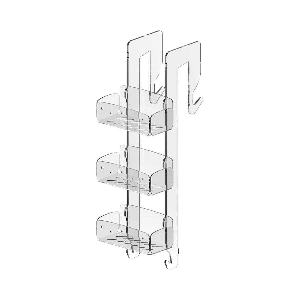 PlexiShower – hanging plexiglass shower shelf | Shampoo holder, no screws
