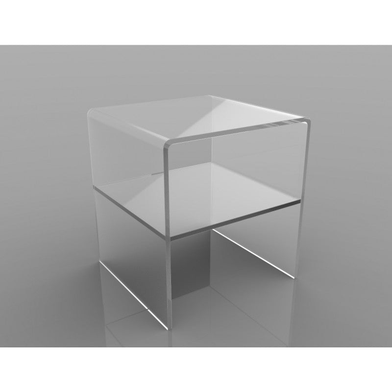 Plexiglass Living Room Table with Shelf – Modern Clear Table, Bedside Table and Living Room Table