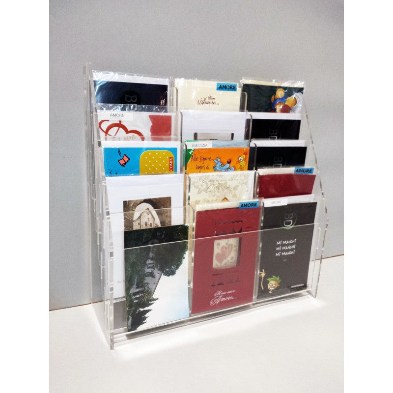 Tisch-Postkartenständer aus Plexiglas – 15 Fächer | Display für Postkarten, Kartons und Broschüren