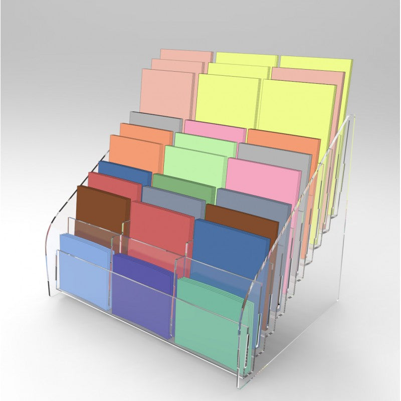 Espositore da Banco a Scalare in Plexiglass – Posti (10+10) per Gratta e Vinci, Schede e Biglietti