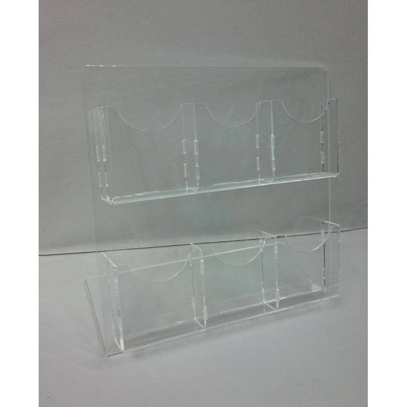 Espositore da Banco in Plexiglass con Base a L e 6 Tasche – Porta Schede, Biglietti, Depliant e Documenti