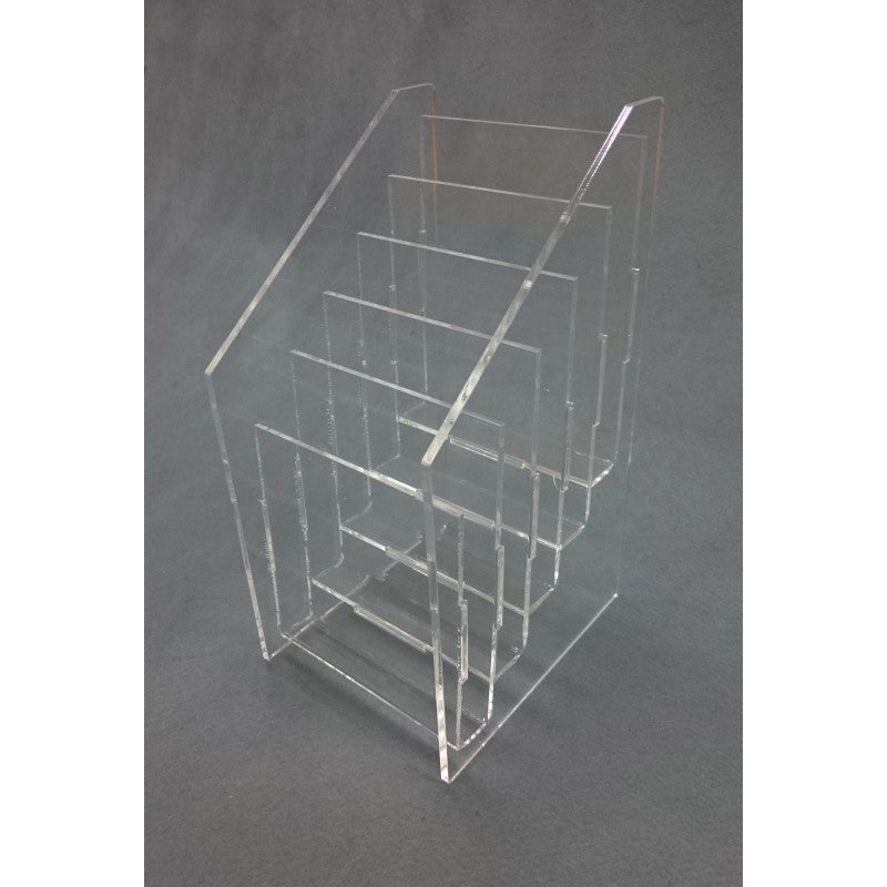 Espositore da Banco in Plexiglass con 5 Alzate Verticali – Display per Schede, Biglietti e Materiale Promozionale