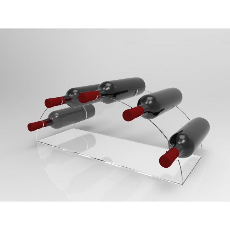 Portabottiglie in Plexiglass da Banco o Terra per Vino – 5 Bottiglie | Espositore Orizzontale