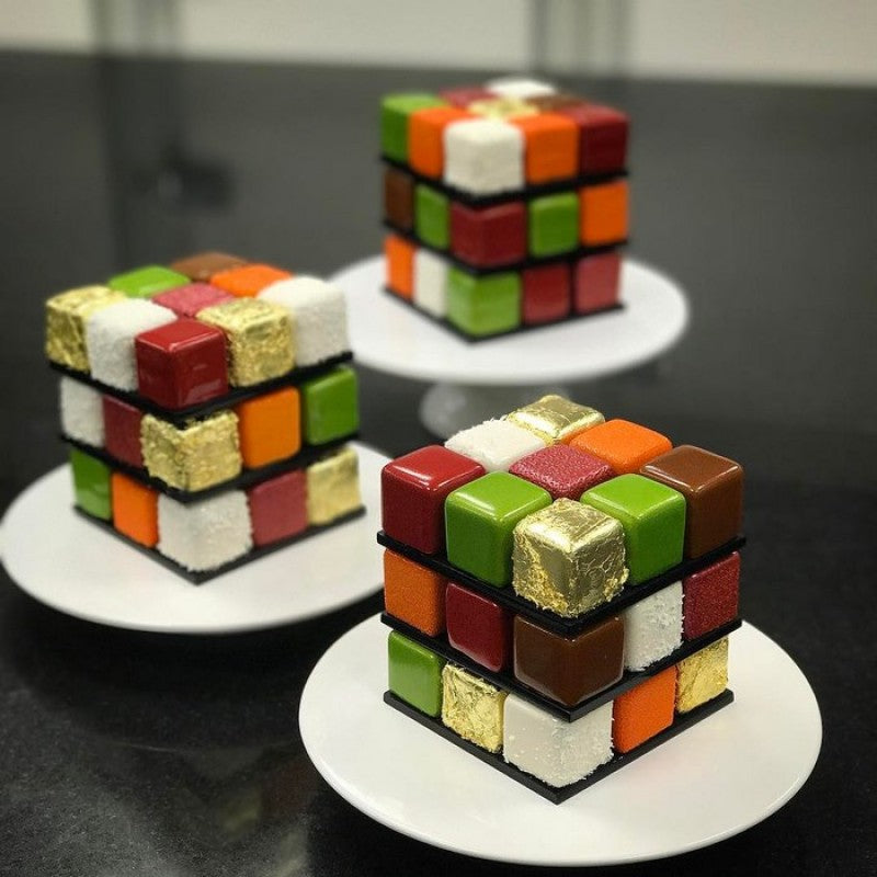 Astroplastic Espositore a 4 Alzate in Plexiglass per Cupcake, Muffin, Biscotti e Torta Cubo di Rubik | Smontabile