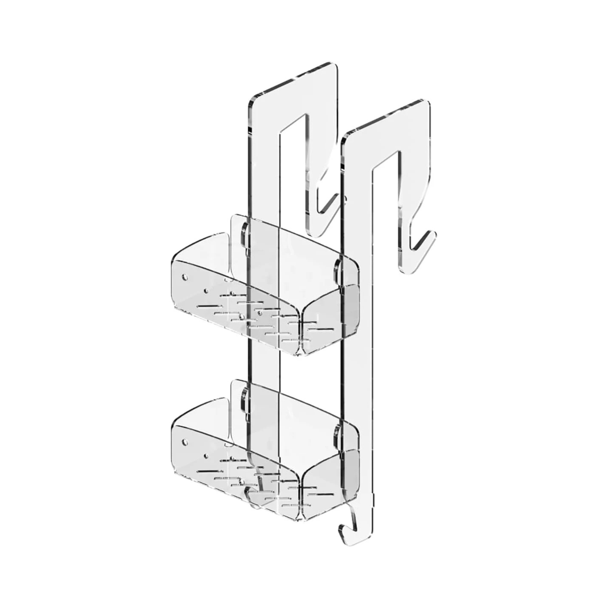 PlexiShower – hanging plexiglass shower shelf | Shampoo holder, no screws