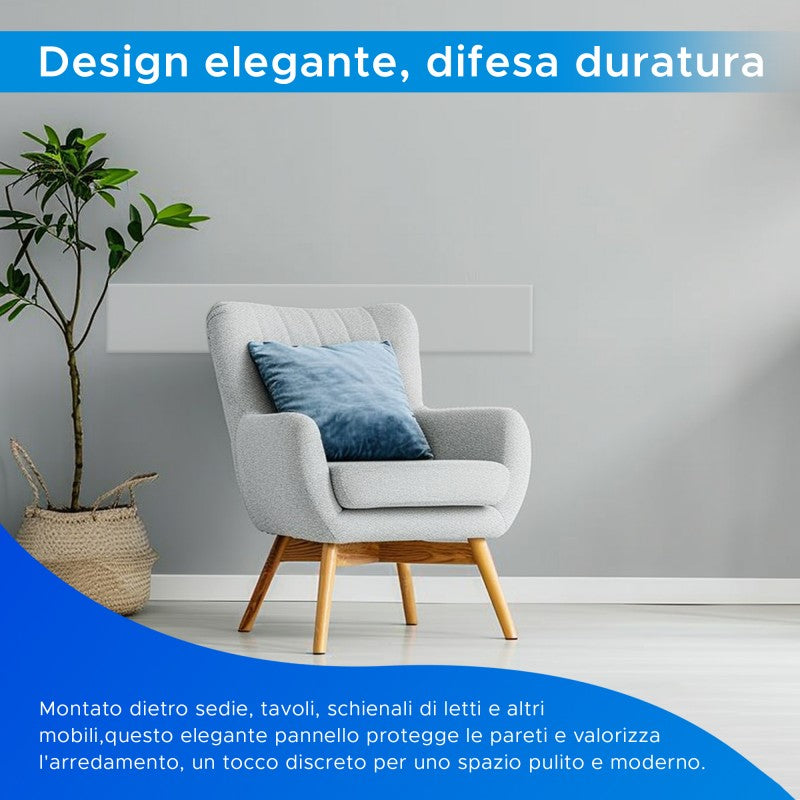 Battisedia Salvaparete in Plexiglass PMMA – Fascia Paracolpi Trasparente e Colorata con Fissaggio Biadesivo