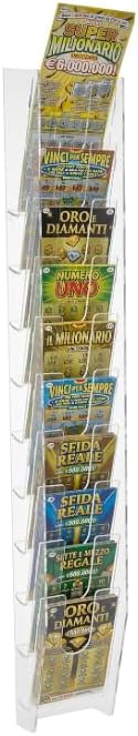 Espositore Porta Schedine e Gratta e Vinci da Parete, Plexiglass Trasparente (24 Tasche (8+8+8))