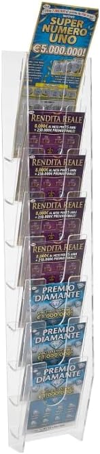 Espositore Porta Schedine e Gratta e Vinci da Parete, Plexiglass Trasparente (24 Tasche (8+8+8))