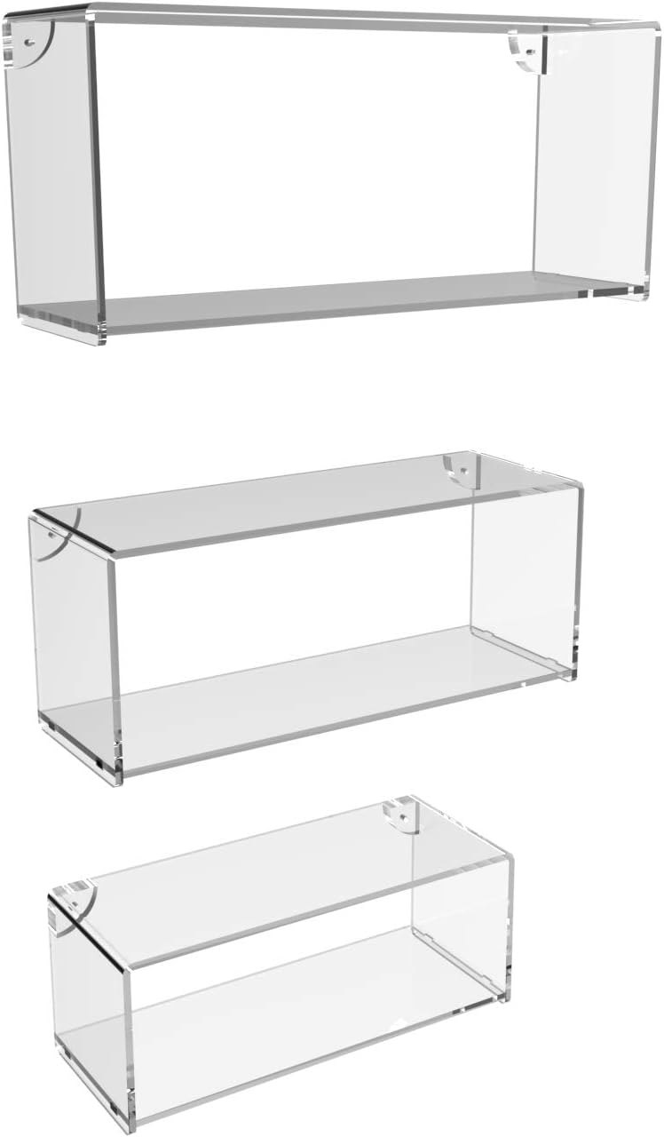 Mensole da Parete in Plexiglass Trasparente PMMA – Mensole Moderne con Fissaggio a Scomparsa