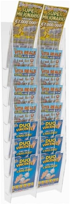 Espositore Porta Schedine e Gratta e Vinci da Parete, Plexiglass Trasparente (24 Tasche (8+8+8))