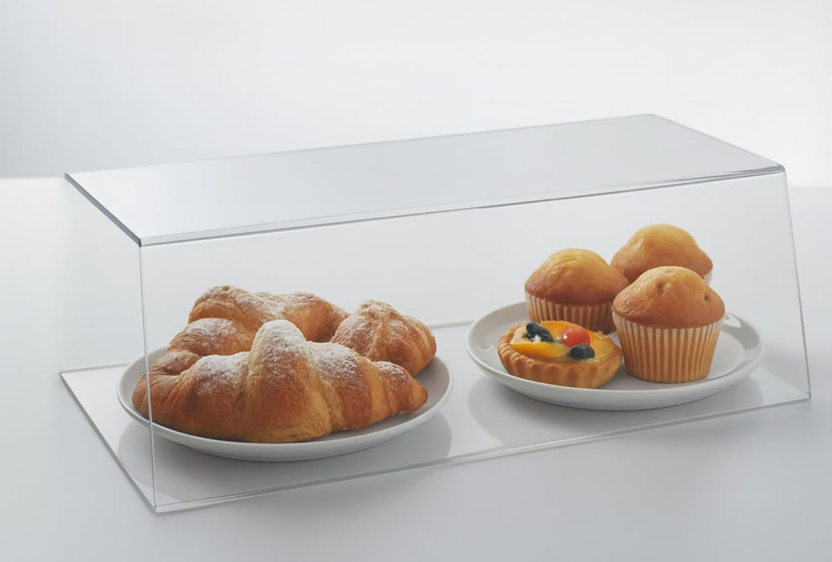 Écran de protection alimentaire en plexiglas transparent – Vitrine pare-postillons pour comptoirs de bars, pâtisseries et commerces alimentaires