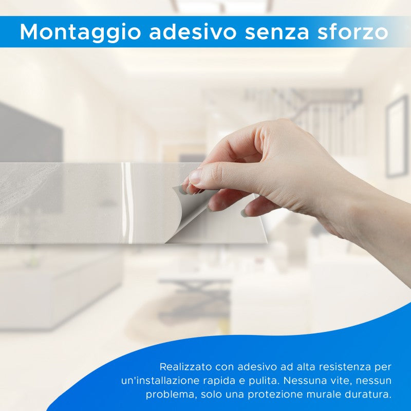 Battisedia Salvaparete in Plexiglass PMMA – Fascia Paracolpi Trasparente e Colorata con Fissaggio Biadesivo