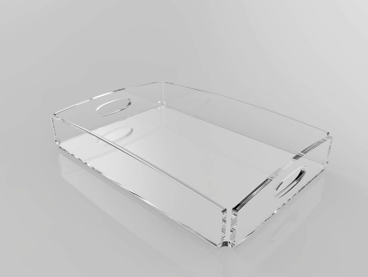 Astroplastic Vassoio da Portata Rettangolare in plexiglass di Alta qualità (Trasparente o Bianco) con Manici