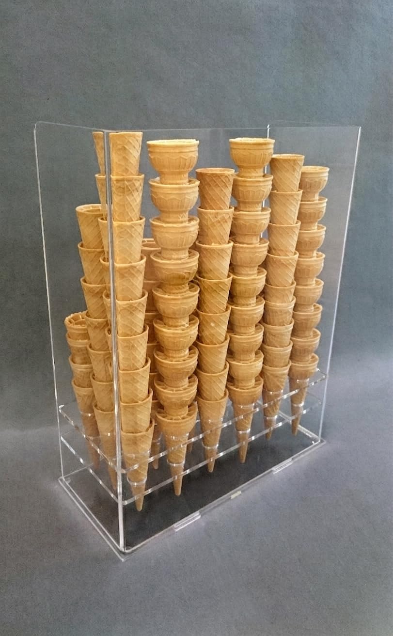 Countertop Plexiglass Ice Cream Cone Holder Display – 18 Holes | Holds up to 162 Cones