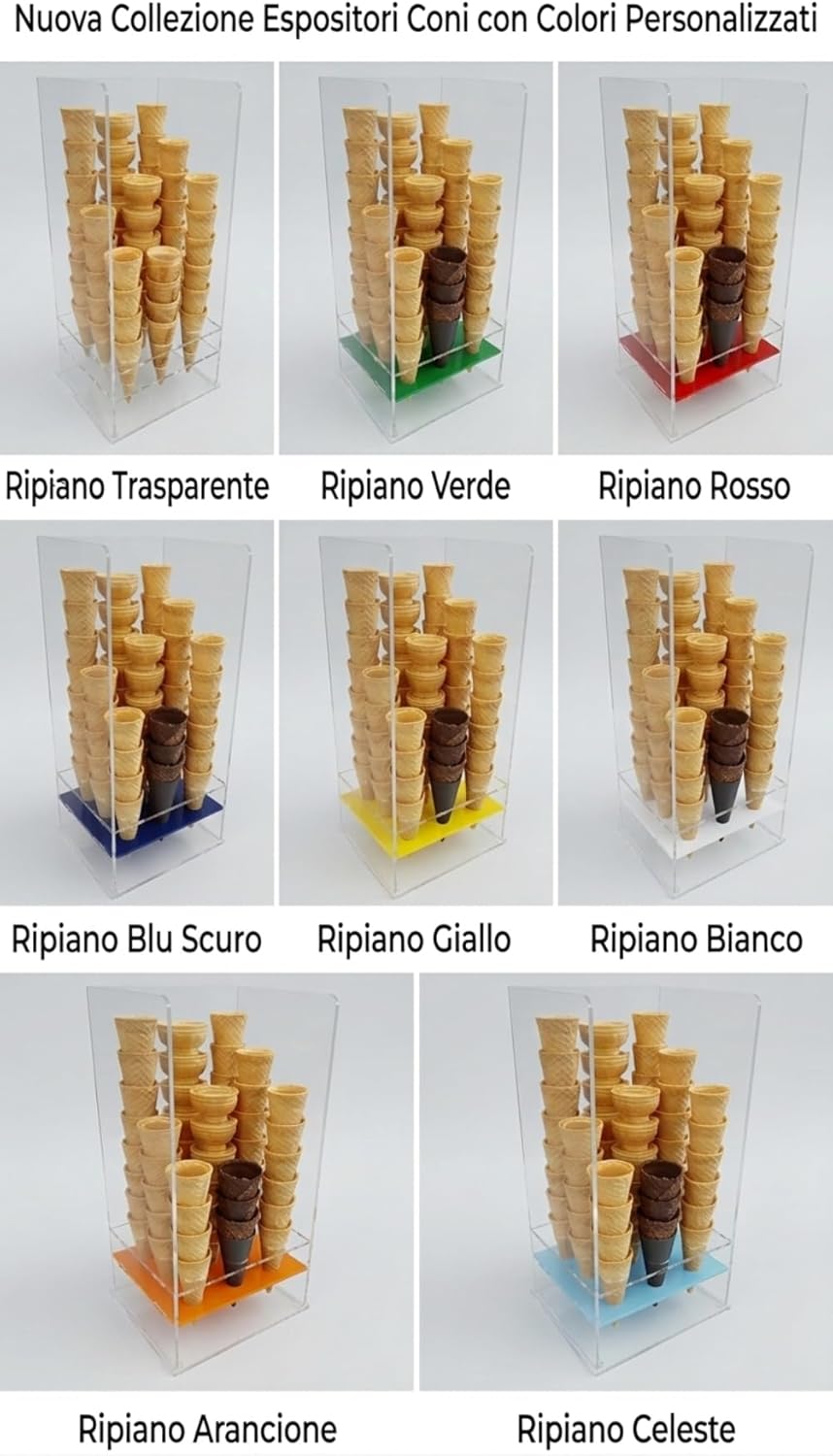 Countertop Plexiglass Ice Cream Cone Holder Display – 9 Holes | Holds up to 81 Cones