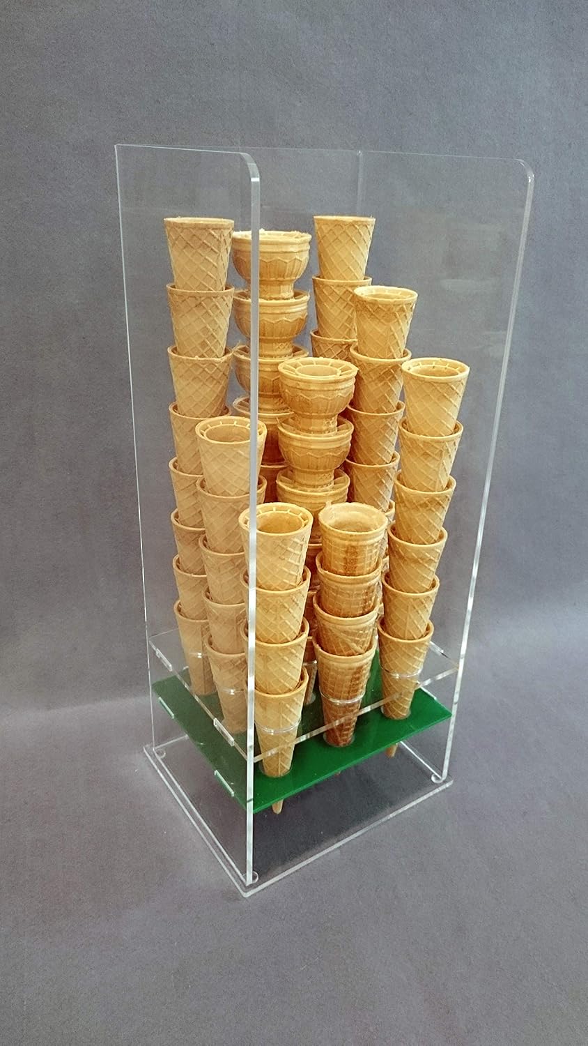Countertop Plexiglass Ice Cream Cone Holder Display – 9 Holes | Holds up to 81 Cones