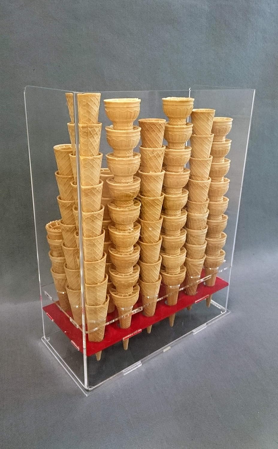 Countertop Plexiglass Ice Cream Cone Holder Display – 18 Holes | Holds up to 162 Cones