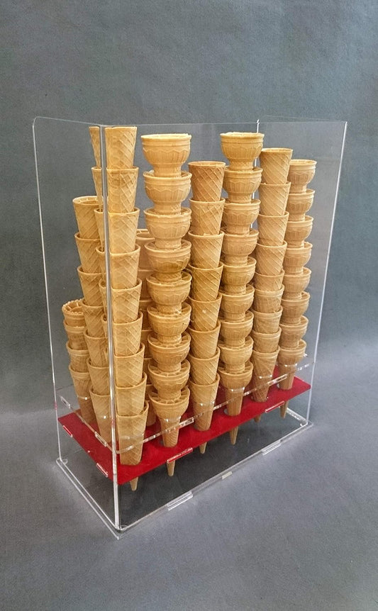 Espositore Porta Coni Gelato in Plexiglass da Banco – 18 Fori | Fino a 162 Coni