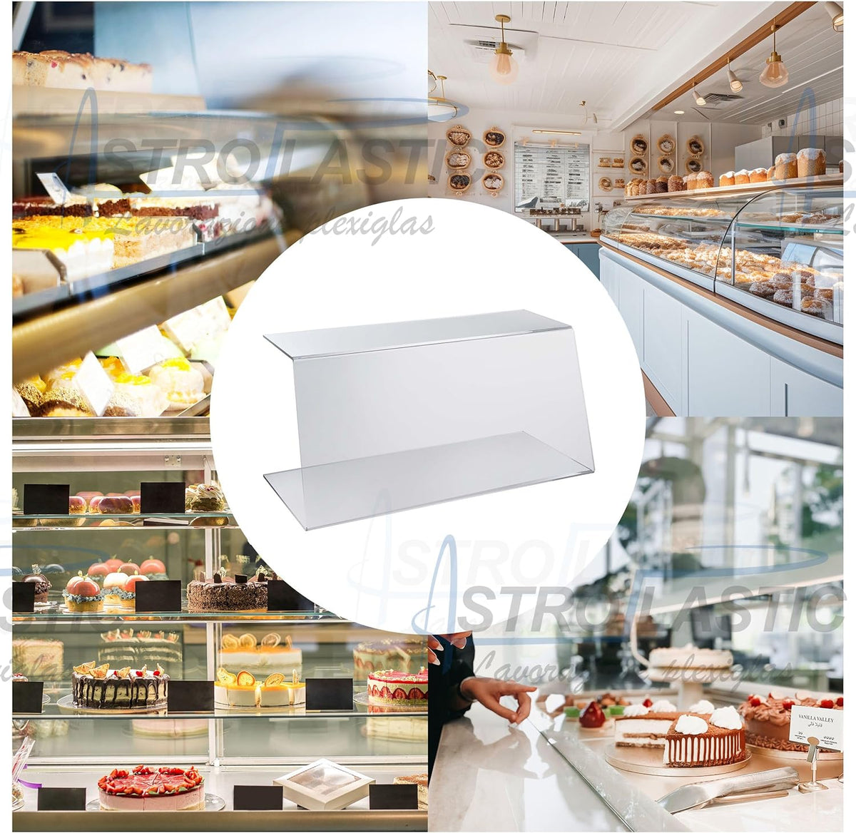 Écran de protection alimentaire en plexiglas transparent – Vitrine pare-postillons pour comptoirs de bars, pâtisseries et commerces alimentaires