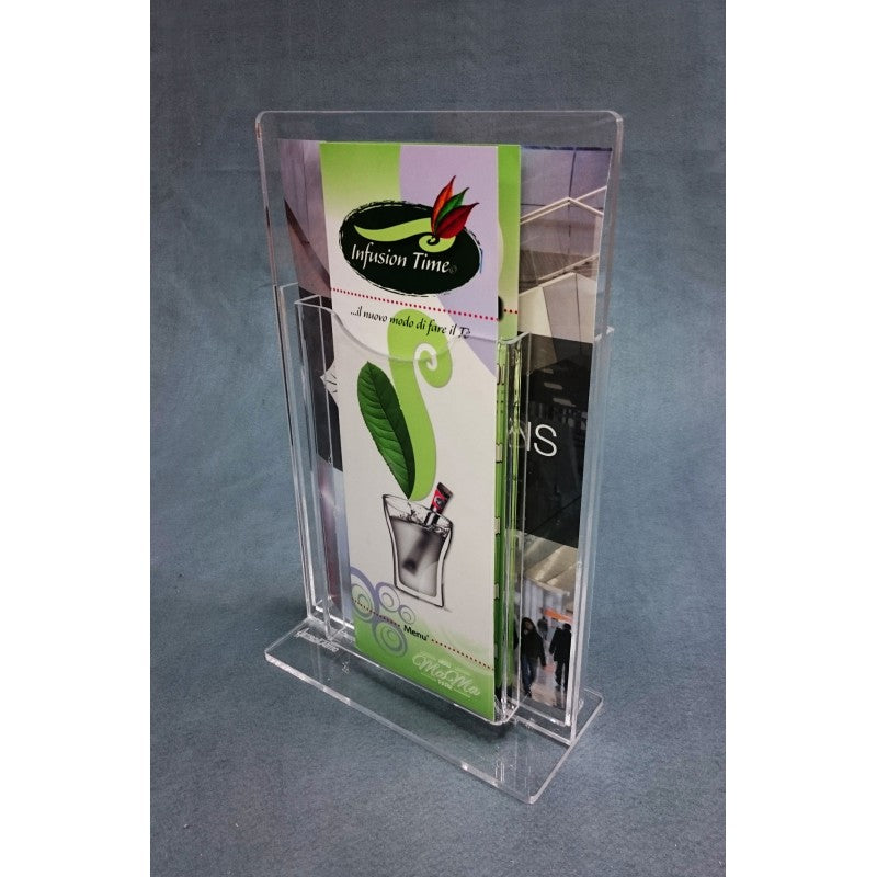 Doppelseitiger Plexiglas-Tischaufsteller mit 2 Taschen – Speisekartenhalter für Menüs, Preislisten und Werbeaktionen