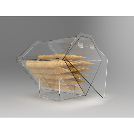 Espositore Bauletto in Plexiglass per Coni Gelato – Contenitore da Banco Design Romboidale