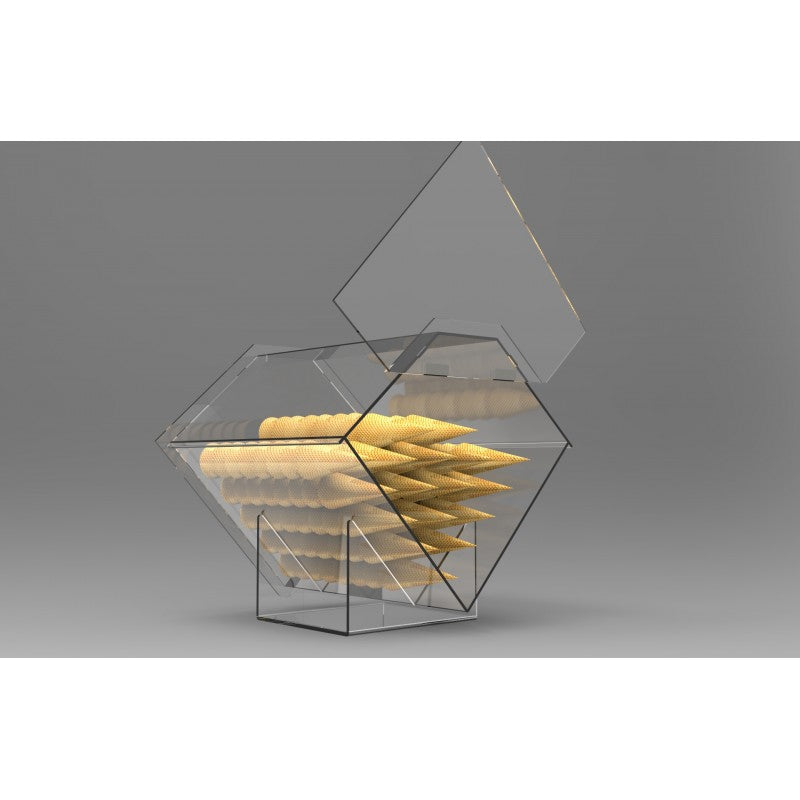 Espositore Bauletto in Plexiglass per Coni Gelato – Contenitore da Banco Design Romboidale