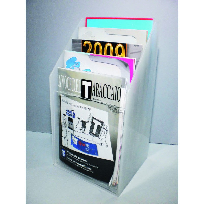 Plexiglass Countertop Display for A4 Sheets – 5-Pocket Holder for Leaflets, Brochures and Catalogs