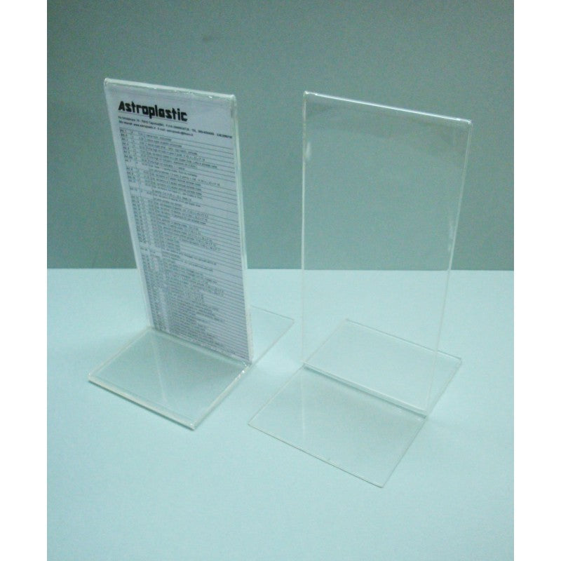 Portaritratto da Banco a T Bifacciale in Plexiglass – Porta Prezzi, Porta Menù ed Espositore da Tavolo