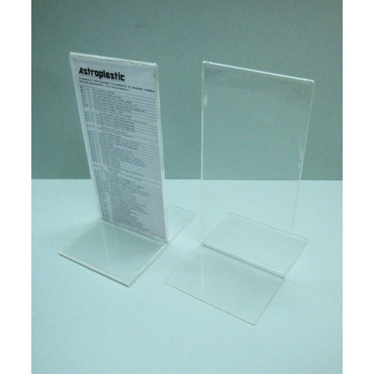 Portaritratto da Banco a T Bifacciale in Plexiglass – Porta Prezzi, Porta Menù ed Espositore da Tavolo