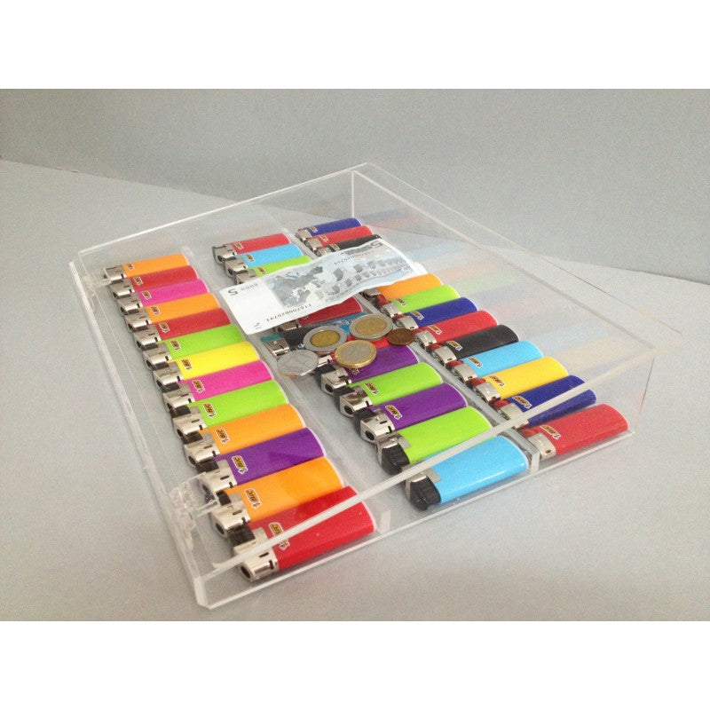 Rendiresto Grande in Plexiglass con 3 Vani per Accendini | Organizzatore da Banco