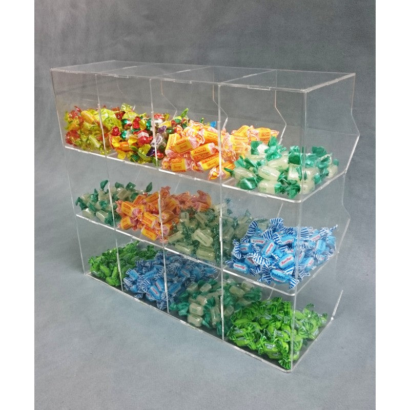 Contenitore Porta Caramelle in Plexiglass a 12 Scomparti (4×3) – Espositore da Banco