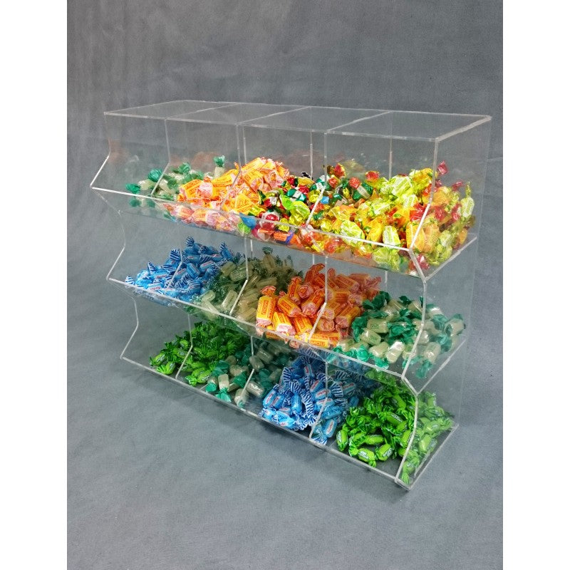 Contenitore Porta Caramelle in Plexiglass a 12 Scomparti (4×3) – Espositore da Banco