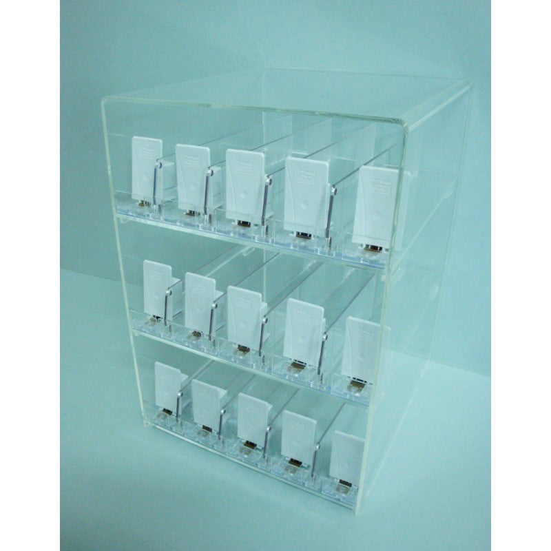 Box Espositore da Banco in Plexiglass a 3 Piani con 15 Spingi Pacchetti Formato 20 Inclusi