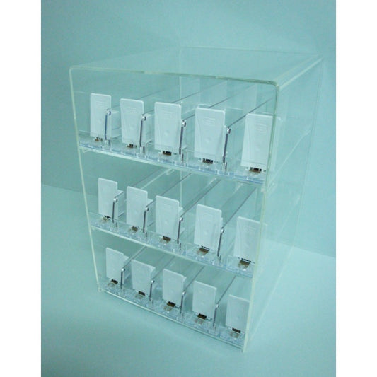 Box Espositore da Banco in Plexiglass a 3 Piani con 15 Spingi Pacchetti Formato 20 Inclusi