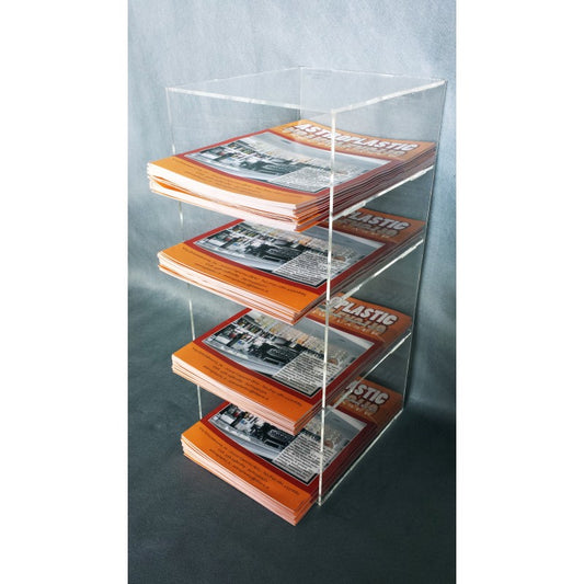 Plexiglas-Prospekthalter A4 für Theke – 4-stufiger Ständer für Broschüren, Kataloge und Flyer