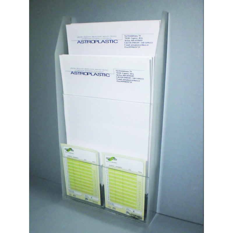 Espositore Porta Fogli A4 in Plexiglass con Tasca Porta Schede – Vari Modelli