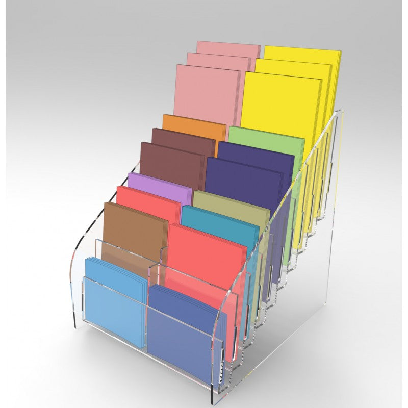 Espositore da Banco a Scalare in Plexiglass – Posti (10+10) per Gratta e Vinci, Schede e Biglietti