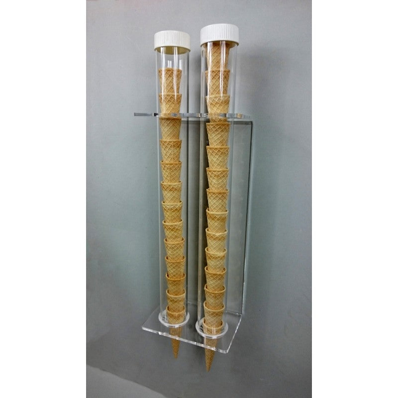 Espositore da Parete in Plexiglass per Coni e Coppette Gelato – 2 Posti | Porta Coni Professionale