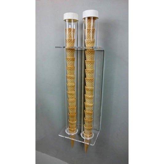 Espositore da Parete in Plexiglass per Coni e Coppette Gelato – 2 Posti | Porta Coni Professionale