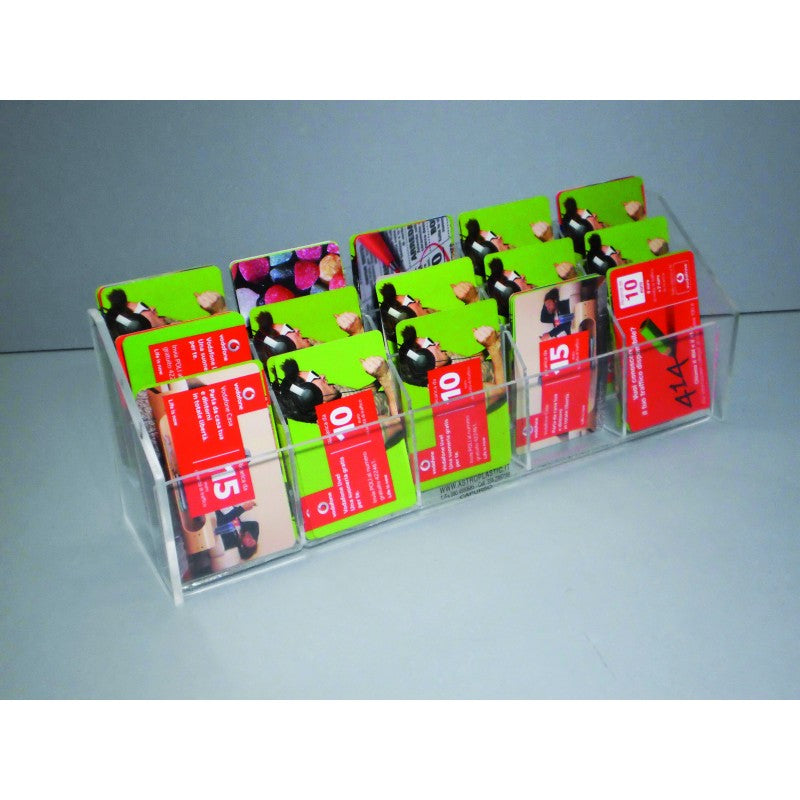 Porta Schede e Biglietti da Cassetto in Plexiglass – Organizzatore con Tasche Inclinate per Schede, Ticket e Carte
