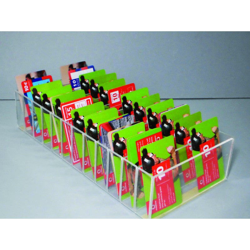 Porta Schede e Biglietti da Cassetto in Plexiglass – Organizzatore con Tasche Inclinate per Schede, Ticket e Carte