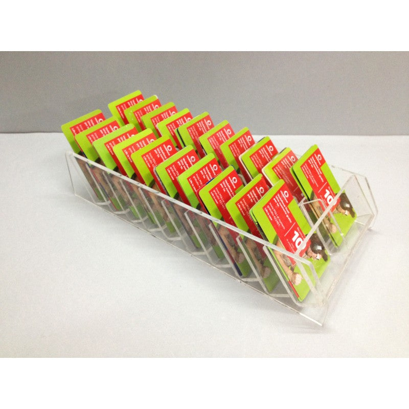 Porta Schede e Biglietti da Cassetto in Plexiglass – Organizzatore con Tasche Inclinate per Schede, Ticket e Carte