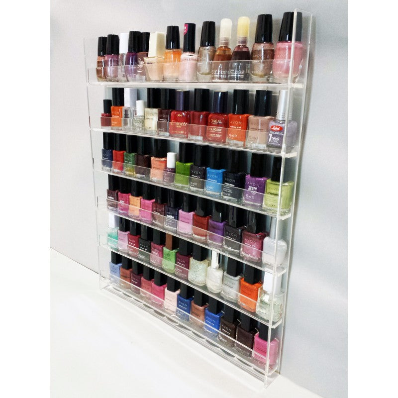 Espositore da Parete in Plexiglass per Smalti e Cosmetici – 5, 6 o 7 Ripiani | Porta Smalti Professionale