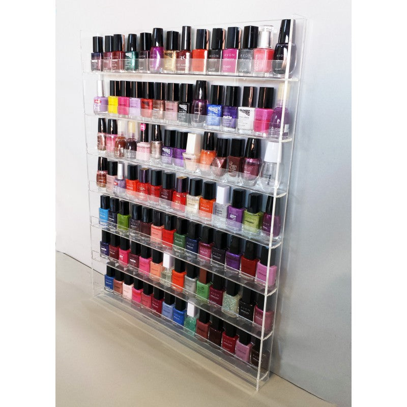 Espositore da Parete in Plexiglass per Smalti e Cosmetici – 5, 6 o 7 Ripiani | Porta Smalti Professionale