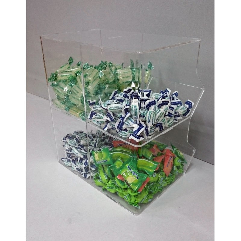Contenitore Porta Caramelle in Plexiglass a Cubo – Disponibile in 8 Configurazioni | Espositore da Banco per Snack e Dolciumi