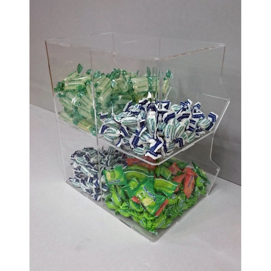 Contenitore Porta Caramelle in Plexiglass a Cubo – Disponibile in 8 Configurazioni | Espositore da Banco per Snack e Dolciumi