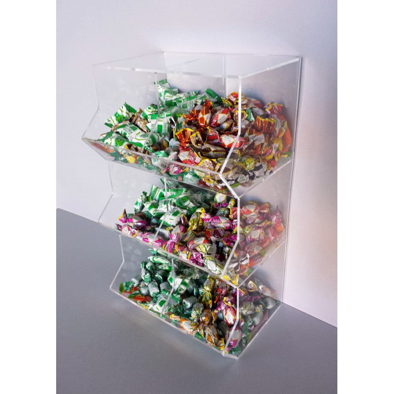 Contenitore Porta Caramelle in Plexiglass a Cubo – Disponibile in 8 Configurazioni | Espositore da Banco per Snack e Dolciumi