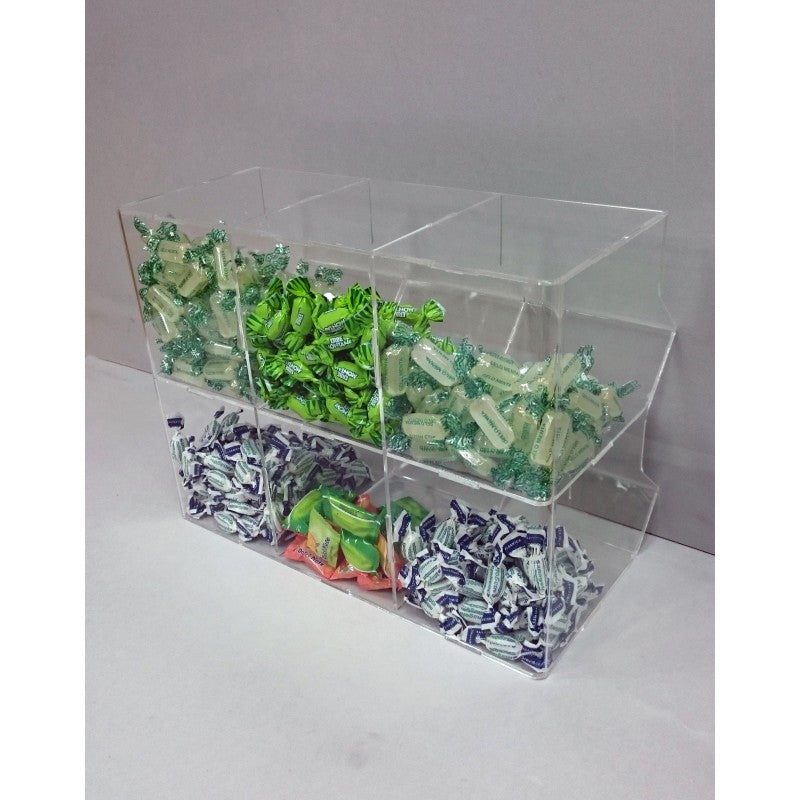 Contenitore Porta Caramelle in Plexiglass a Cubo – Disponibile in 8 Configurazioni | Espositore da Banco per Snack e Dolciumi