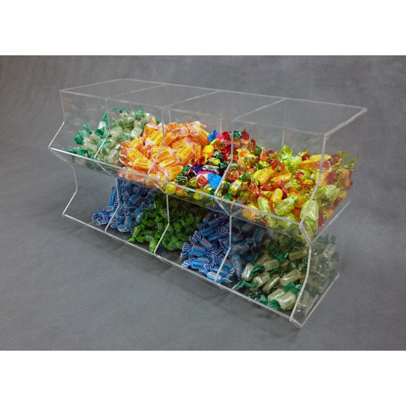 Contenitore Porta Caramelle in Plexiglass a Cubo – Disponibile in 8 Configurazioni | Espositore da Banco per Snack e Dolciumi