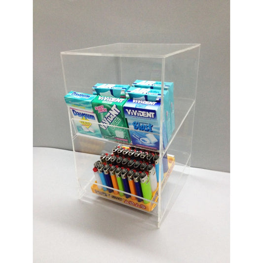 Espositore da Banco Verticale in Plexiglass per Caramelle, Snack, Gomme e Accendini – Disponibile a 2, 3 o 4 Ripiani
